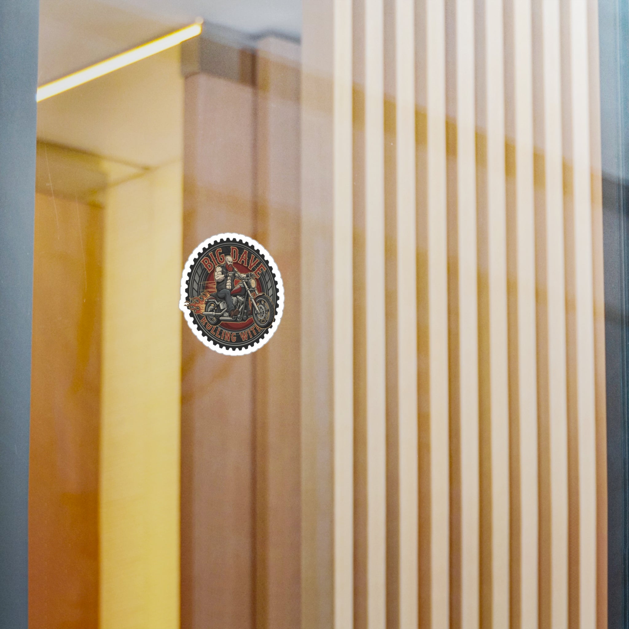 Motorcycle Rider Vinyl Sticker — "Big Dave Rolling With It" Kiss-Cut Decal